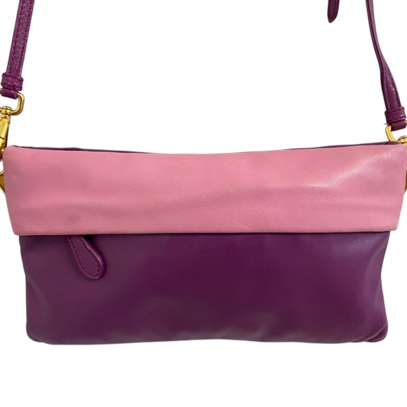 Authentic Prada Purple & Pink Leather Crossbody Shoulder Bag Gold Hardware - COA - Picture 4 of 16